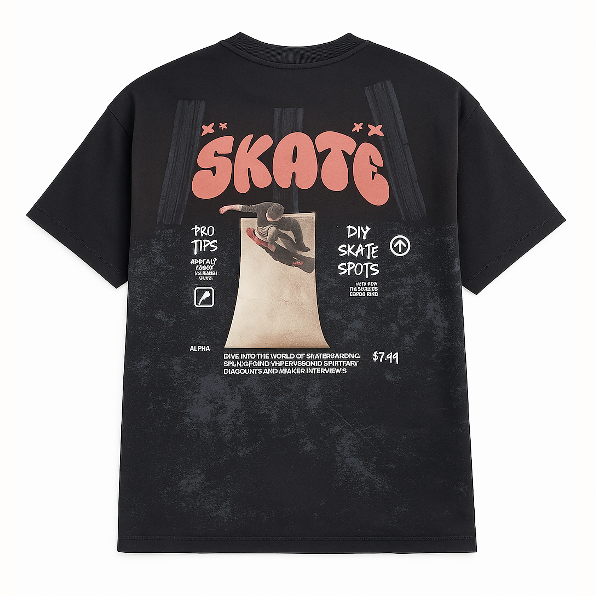 Skate AlphaMale Black Oversize T-Shirt