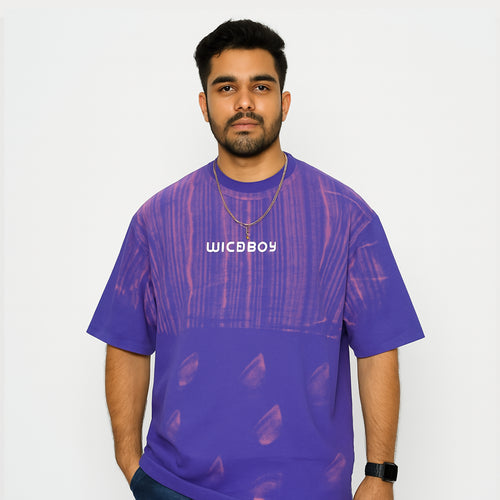 Blue & Pink Acid-Washed Oversized T-Shirt