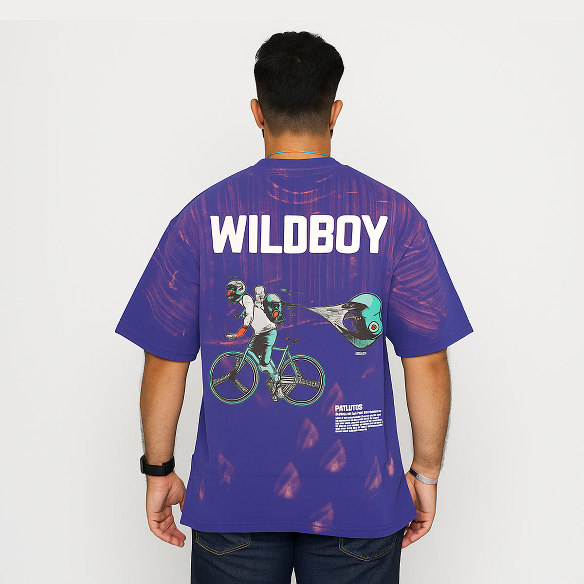 Blue & Pink Acid-Washed Oversized T-Shirt